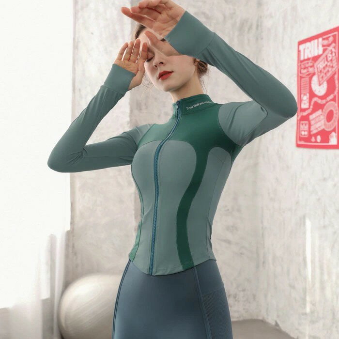 大きいサイズ ジップアップ レディース 長袖 ヨガウェア ジャケット スポーツウェア フィットネス 指穴付き パーカー トップス