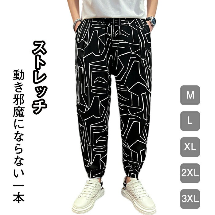 ワイ 夏 リラックスパンツ 薄手 アイスシルクロングパンツ メンズ パンツ アイスシルクパンツ 冷感 プリント柄 ストレッチパンツ