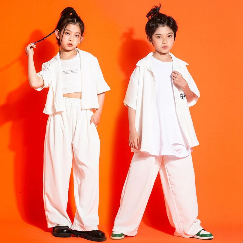 ダンス衣装 キッズダンス衣装 セットアップ 白 シャツ パンツ スーツ 子供服 ダン...