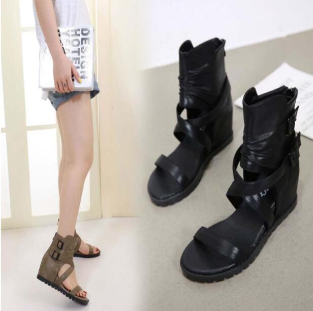 樂天商城 - 厚底 ウェッジソールサンダル サマーブーツ 靴 レディース オープントウ ショートブーツ ウェッジ レディース ブーツサンダル