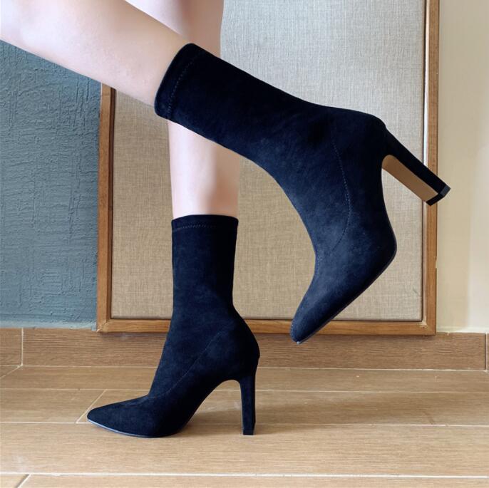 ブーツ レディース靴 シューズ ショートブーツ ソックスブーツ ポインテッドトゥ ミドル丈 ブーツ ストレッチブーツ レディース