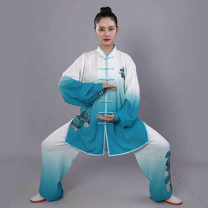 Combat Sports - 太極拳 男女兼用 太極拳服 上下セット 新作 XS〜3XL グラデーション 長袖 春 夏 秋 中華風 太極拳専用服 演武服 練習着 少年 老年適用 メンズ レディース カンフー 気功 衣装 試合選択 武術 団体服 プリント柄 舞台 ステージ衣装