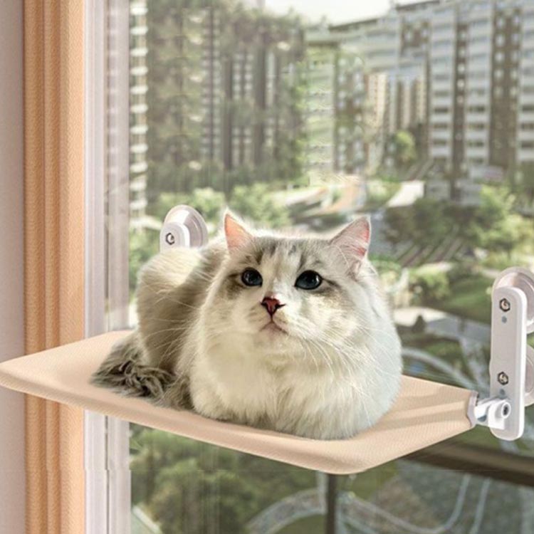 天神橋セレクトの吸盤式 猫用 オールシーズン ハンモック 強力吸盤 吸盤 ねこ キャット 猫用ベッド 吸盤式猫ハンモック ベッド 小動物 ストレス解消 折りたたみ 耐荷重17.5KG 吸盤ハンモック 窓 取り付け簡単 キャットステップ 吸盤式 ネコハンモック 猫用品 はんもっく窓用 日向ぼっこ｜アングル3