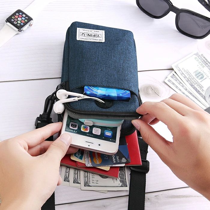 スマホポーチ ポシェット ベルトポーチ ガジェットポーチ マルチ コンパクト 3way Smart Bag メンズ ショルダーストラップ カラビナ付き 2層ルーム 軽量 スキミング防止 アクセサリポーチ ウェストバッグ ヒップバック ショルダーバッグ カジュアル tenjinbashiselect-10183072 天神橋セレクト サンプル画像2