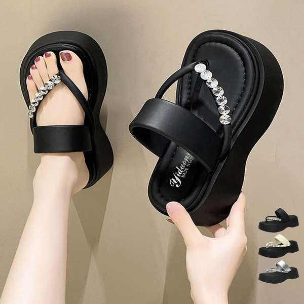 夹子 - 履きやすい靴春夏 送料無料 低身長向け おしゃれシューズ夏 韓国風 ボリュームソールサンダルレディース キレイめサマーサンダル