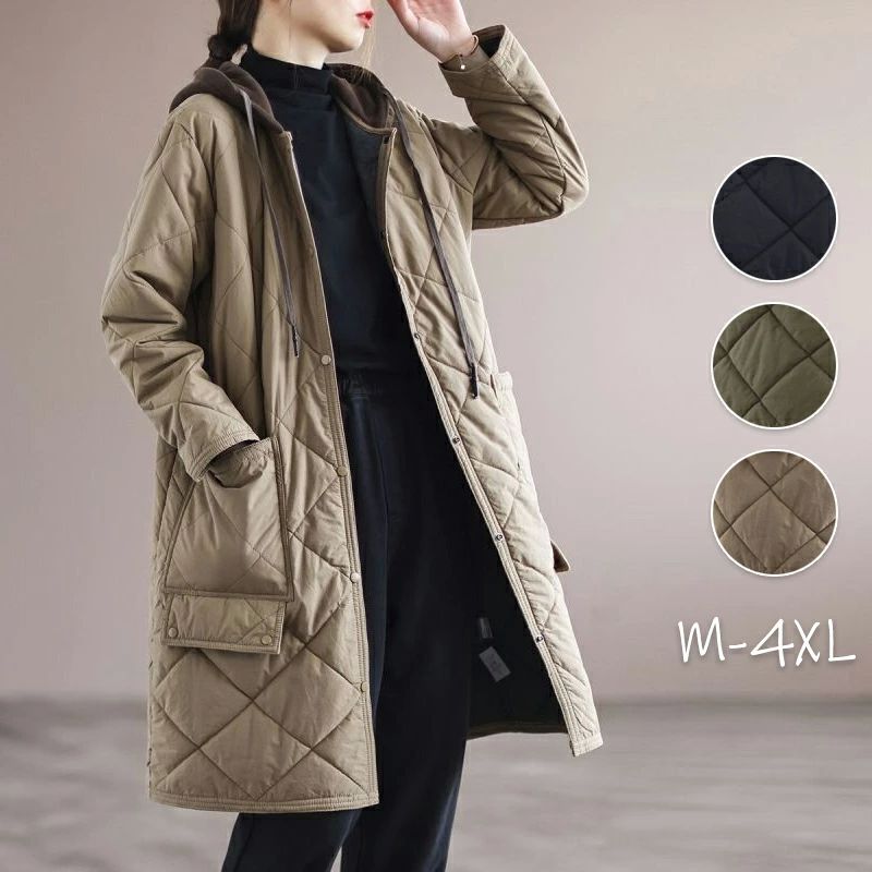 ダウンジャケット 中綿コート 女性用 カジュ 通勤 レディース コート 防寒 フード付き 暖かい 冬 アウター ロングコート ロング