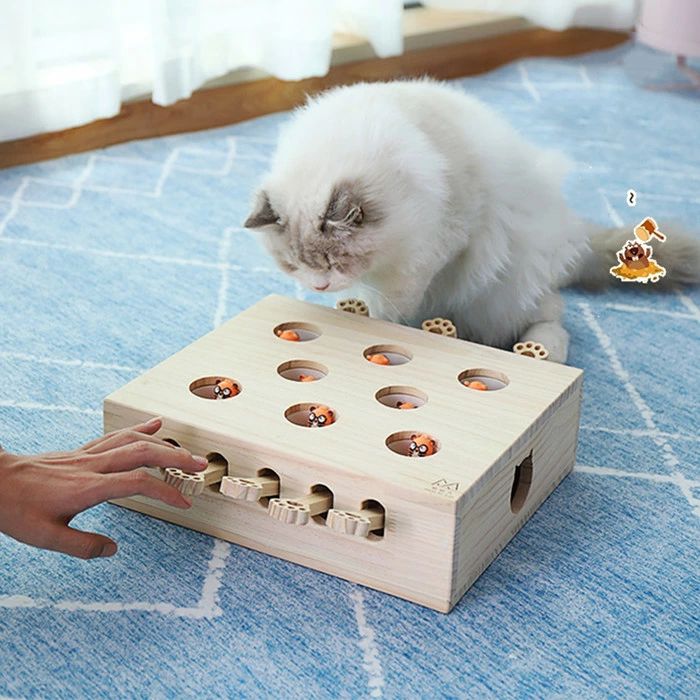 樂天商城 - 運動不足 猫じゃらし お誕生日 ネコ 木製 猫のおも プレ ネズミ おもちゃ 肥満が気になる猫用 ストレス解消 モグラ叩き 知育玩具