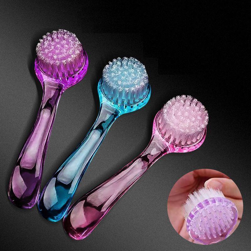 形 柄付き ネイルケア用品 半透明 ネイルブラシ 爪用ブラシ ダストブラシ 足先 ネイルケアブラシ 手先 爪の間 ハンドル付 単品 3