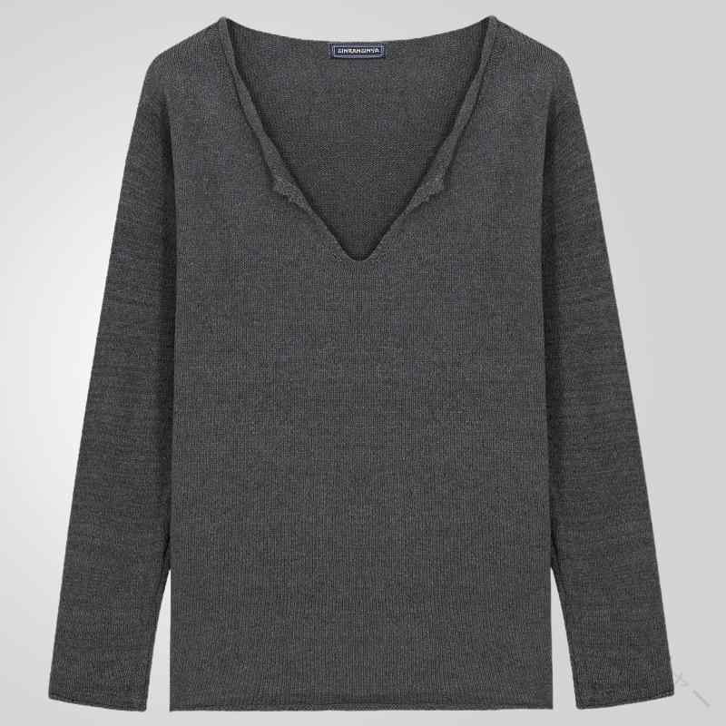 Knit Sweater - ニット Vネック 長袖 カジュアル セーター トップス ストレート 春秋 薄手 欧米風 メンズ シンプル ウォッシャブル プルオーバー