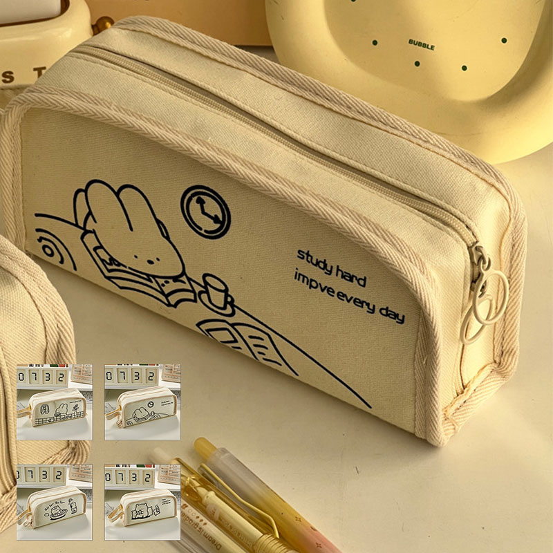 自立スタンド型 文房具 透明 大容量 筆箱 可愛い ペンケース 布 シンプル 筆記用具 ふでばこ 多機能 オシャレ 白 男の子 女の子