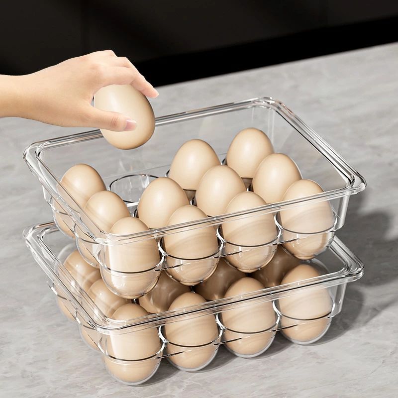 Garments Storage Implements - 卵ケース卵入れ 冷蔵庫用 蓋付き 取り出し便利 卵収納 卵容器 卵ボックス たまごのおうち ファミリー用冷蔵庫 収納 エッグホルダー アウトドア たまごケース 透明 清潔 クリーン 掃除しやすい