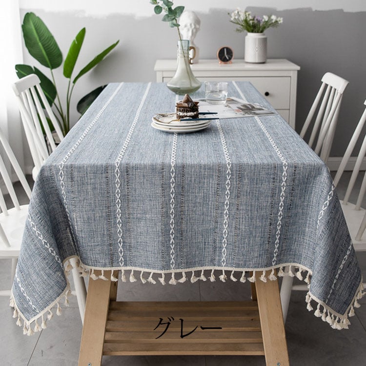 * cm テーブルクロス 北欧 おしゃれ テーブルセッティング 布 四角形 長方形 綿麻 刺繍 フリンジ裾 高級感 テーブルクロス お手入れ簡単 汚れ防止 家庭用 業務用 食卓カバー 色