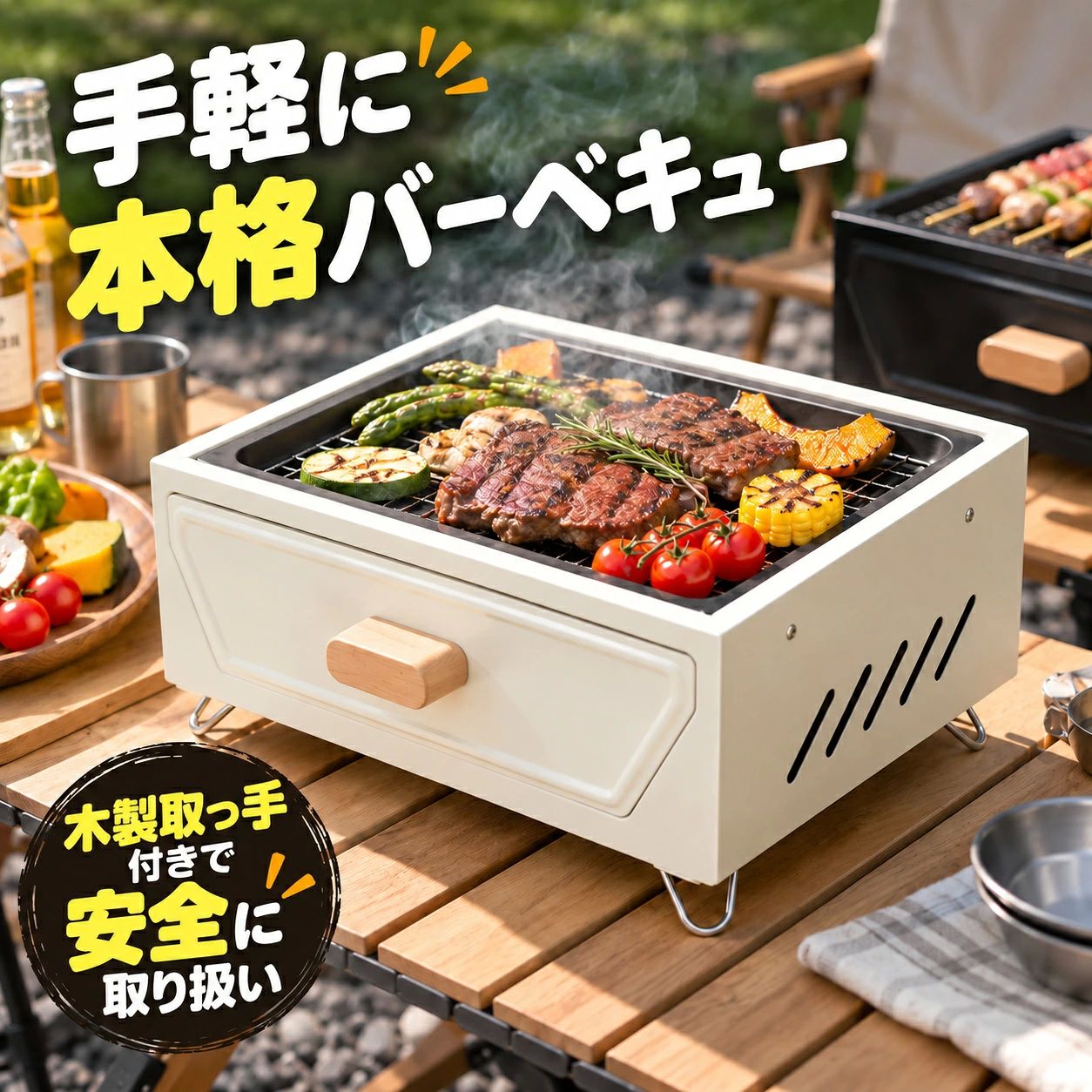 バーベキューコンロ 卓上 炭火 最大6人対応 引き出し式トレー BBQグリル 焼肉コンロ 2カラー キャンプ アウトドア 家庭用 バーベキューグリル 卓上 炭火コンロ キャンプ用コンロ キャンプ用グリル 炭火バーベキュー コンロ