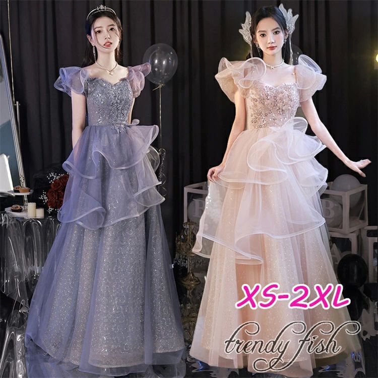 オフショルダー color シャンペン パーティードレス イブニングドレス ウェディングドレス パープルブルー ウェ ロングドレス