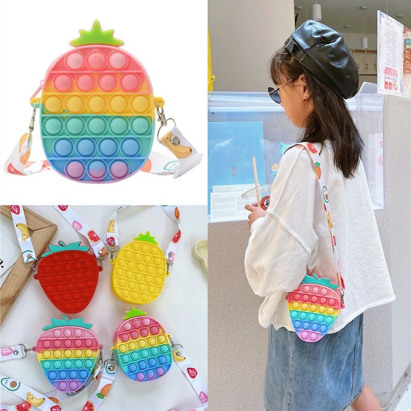 樂天商城 - ポップ ストレス解消グッズ サッチェルバッグ プッシュポップ マカロンカラー レディース プッシュ ショルダーバッグ バブル 4色