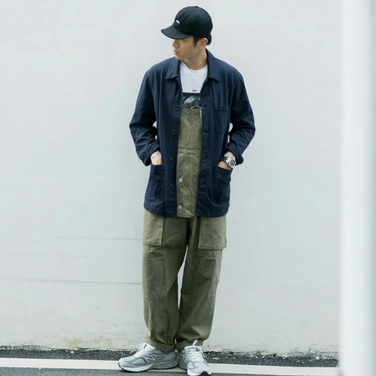 ゆったり メンズ レディース ジーンズ オーバーオール カラーブロック つなぎ服 マルチポケット デニムサロペット 大きいサイズ