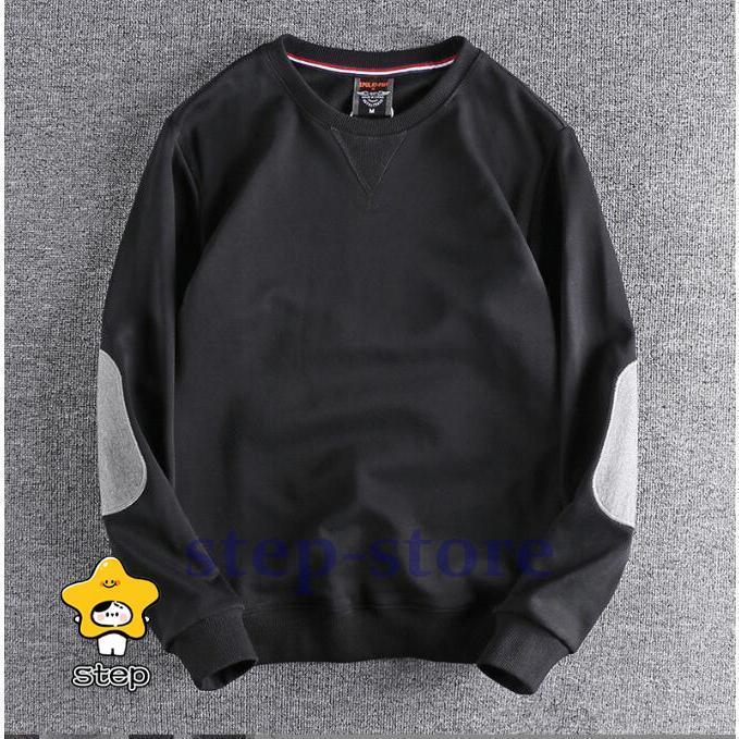 天神橋セレクトのスウェットトレーナー メンズ 長袖Tシャツ クルーネック プルオーバートレーナー 肘当て付き エルボーパッチ 春物 メンズトレーナー カジュアルトップス｜アングル2