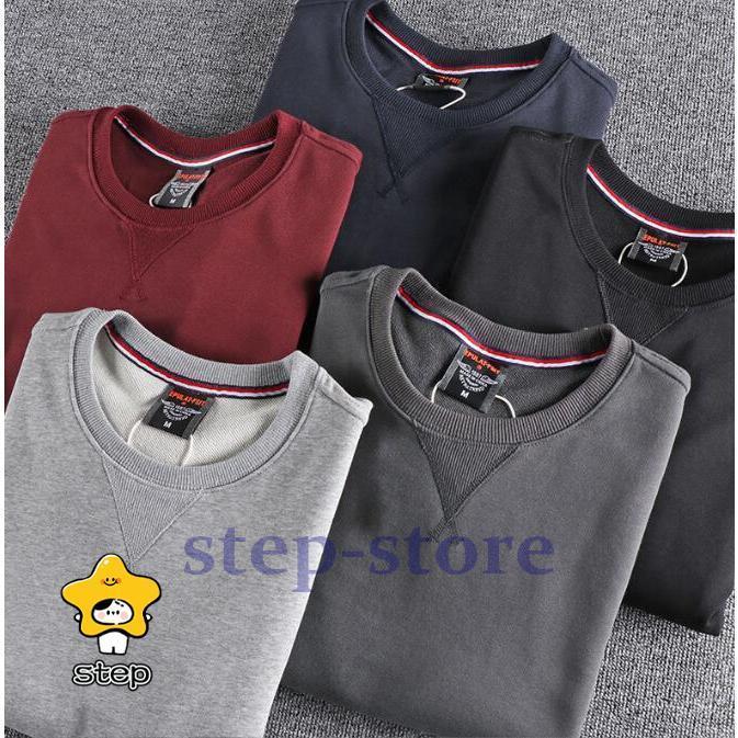 天神橋セレクトのスウェットトレーナー メンズ 長袖Tシャツ クルーネック プルオーバートレーナー 肘当て付き エルボーパッチ 春物 メンズトレーナー カジュアルトップス｜アングル3