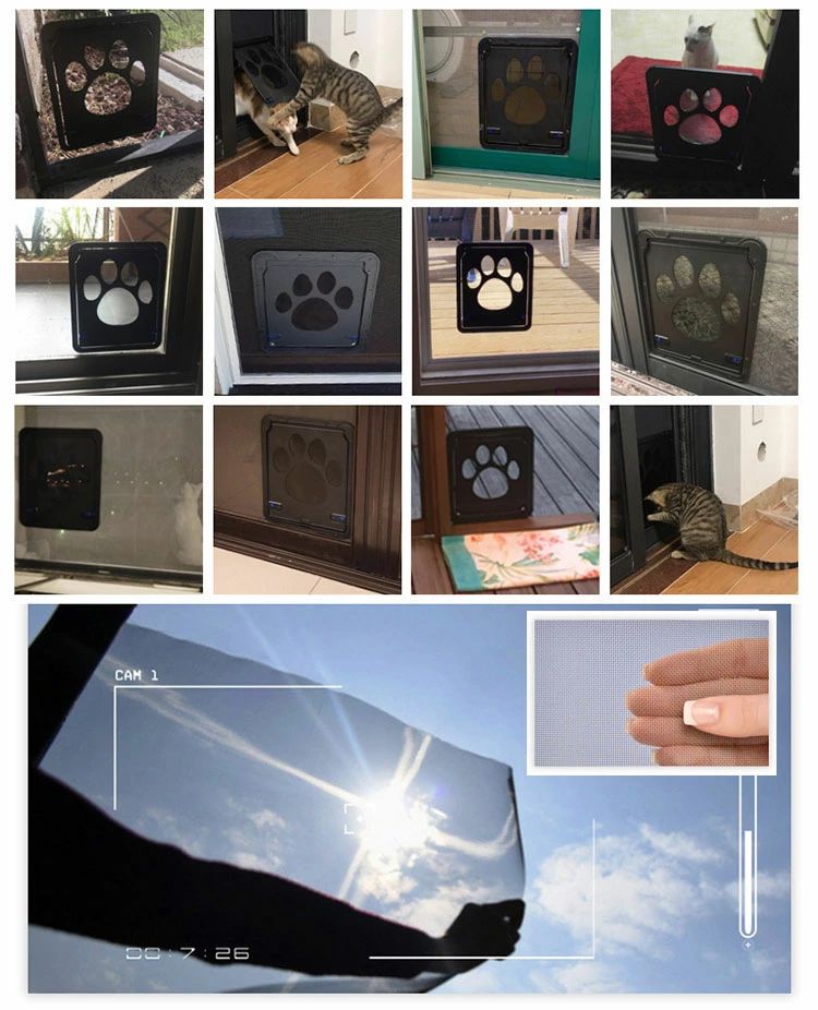 天神橋セレクトのペット 網戸 ドア ペット出入り口 ペット用ドア 猫用 犬用 取付簡単 室内 屋内 双方向開閉 ピンクロック マグネット付き 開けっ放し防止 網戸 網戸用猫扉 猫 犬 小型犬 中型犬 扉 ペット用扉 ペット用ドアゲート｜アングル3