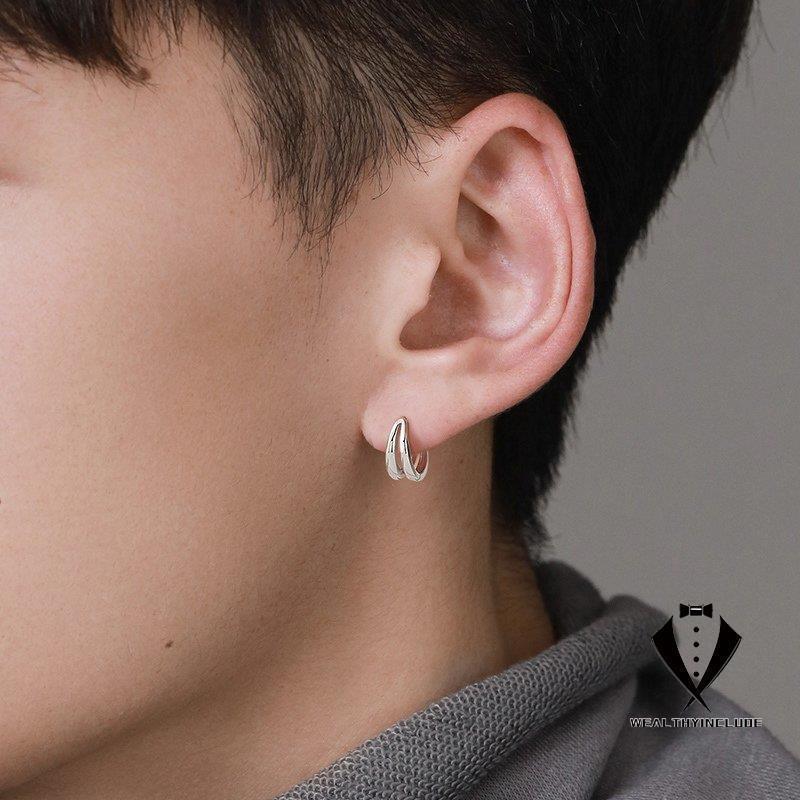 ピアス メンズ アクセサリー フープピアス リングピアス 両耳用 男性用 ダブルライ...