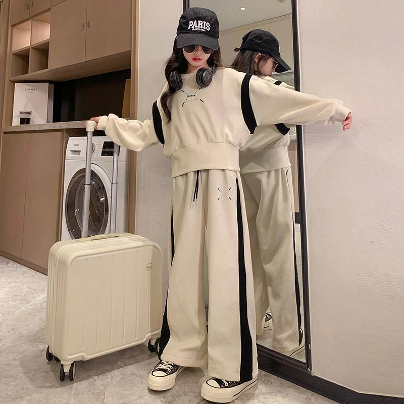 新登場 子供服 キッズ 男の子 女の子 セット アップ プリント花柄 切り替え ワイドパンツ 秋服 長袖 トレーナー スポーツパンツ 子供 上下セット スウェット スウェットパンツ キッズ カジュアル 韓国 お洒落 女の子服 120-170cm
