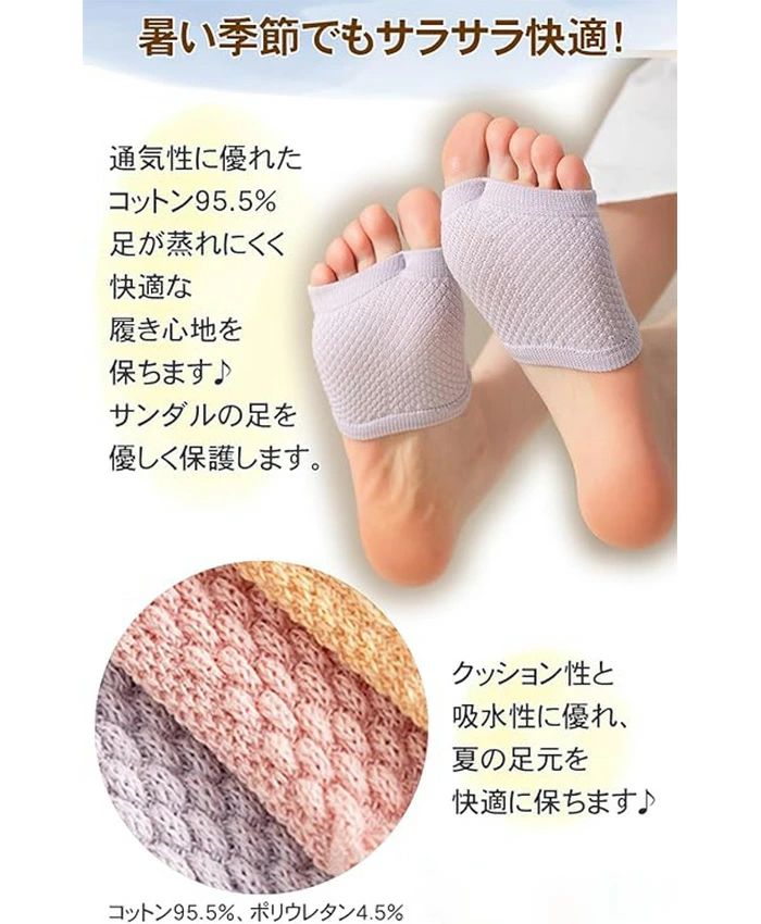 天神橋セレクトのサンダルソックス トングソックス 3足セット 3ペア 8color選べる サンダル用靴下 コットン履き心地 レディース 吸湿速乾 抗菌防臭 レディース綿 伸縮性 軽量 使い便利 洗濯機洗いくつした 通気性 涼しい 快適 コットン吸湿性｜アングル3