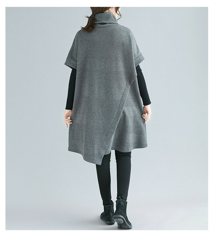 膝丈チュニック ハイネック 大きいサイ 無地 チュニック 秋冬 体型カバー Aライン ワンピース レディース タートルネック ひざ丈