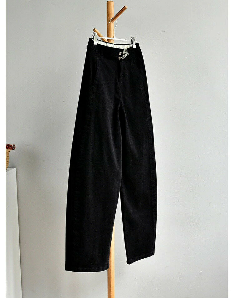Cropped Pants - ポケット パンツ デニム ジーンズ カーブ コクーン レディース スタイルアップ コットン 綿 カーブパンツ バレルレッグ ボトム