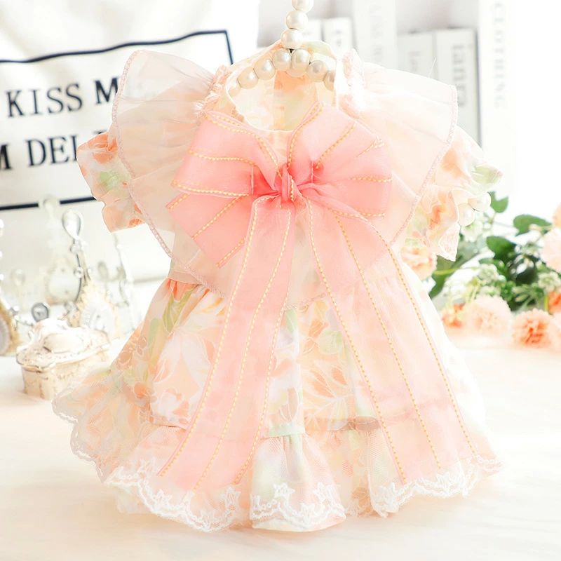 薄手 花柄 猫用 超かわいい ペット用 プリンセスドレス 春夏用 仲夏 柴犬 可愛いフラワードレス 中型犬..