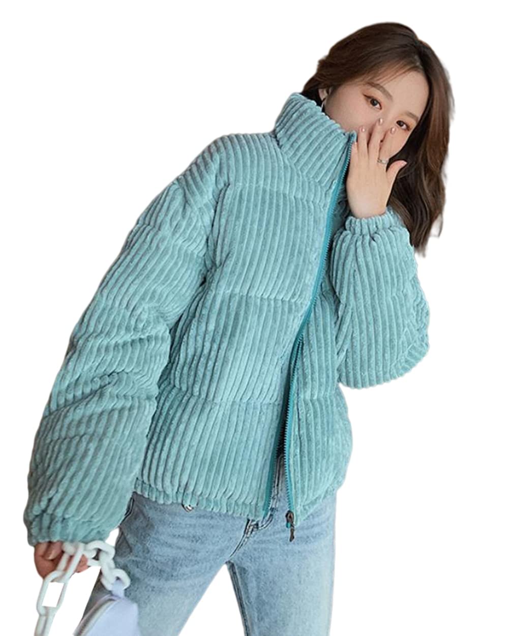 韓国ファッション ショートコート コーデュロイ ジャケット 秋冬 厚手 レディース 防寒 中綿コート カジュアル ダウンジャケット