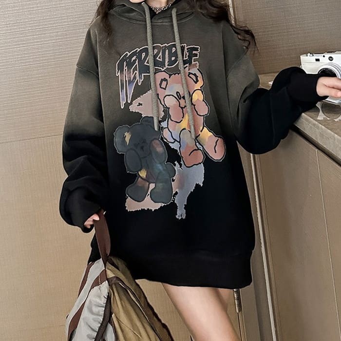 樂天商城 - 長袖 小学生 通学 裏起毛 カ キッズ きれいめ ダメージ加工 プリント フード付き パーカー 女の子 プルオーバー 春秋冬 トップス