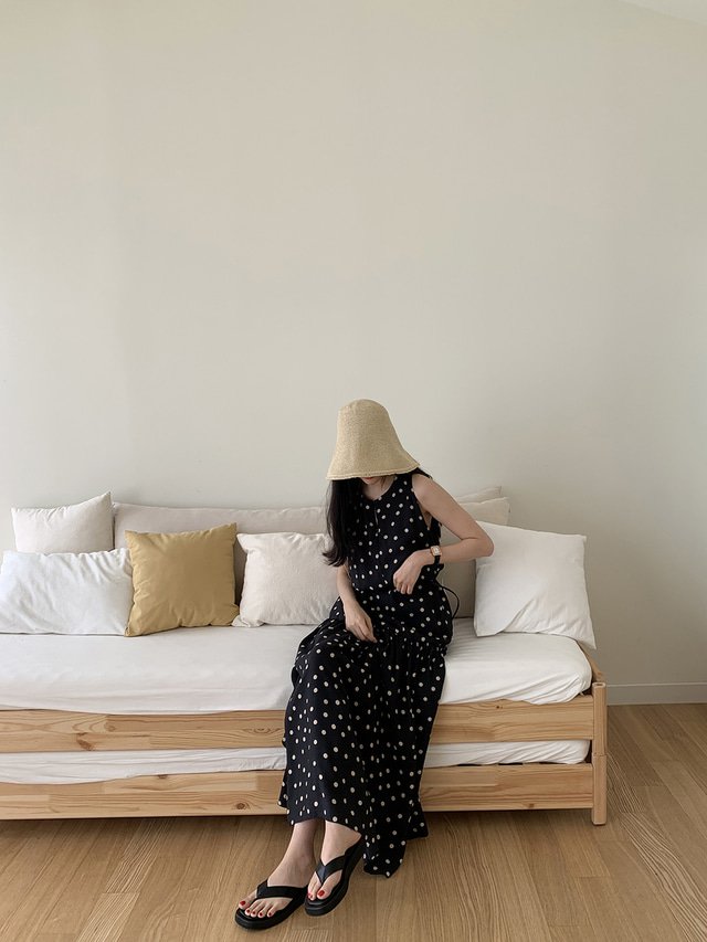 大人可愛い カジュアル デート 普段使い 旅行 お出かけ 海 楽ちん ハイウエスト ホテル 水玉 おしゃれ ラフ