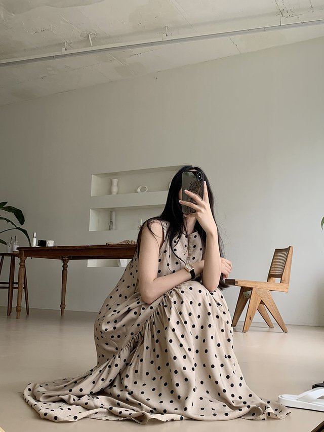 大人可愛い カジュアル デート 普段使い 旅行 お出かけ 海 楽ちん ハイウエスト ホテル 水玉 おしゃれ ラフ