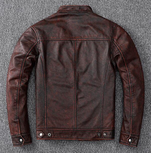 レザー 本革 ショートコート 男性ブルゾン上層牛の皮 ジャケットアウターレッド/ワインレッド【 男子アウター メンズジャケット