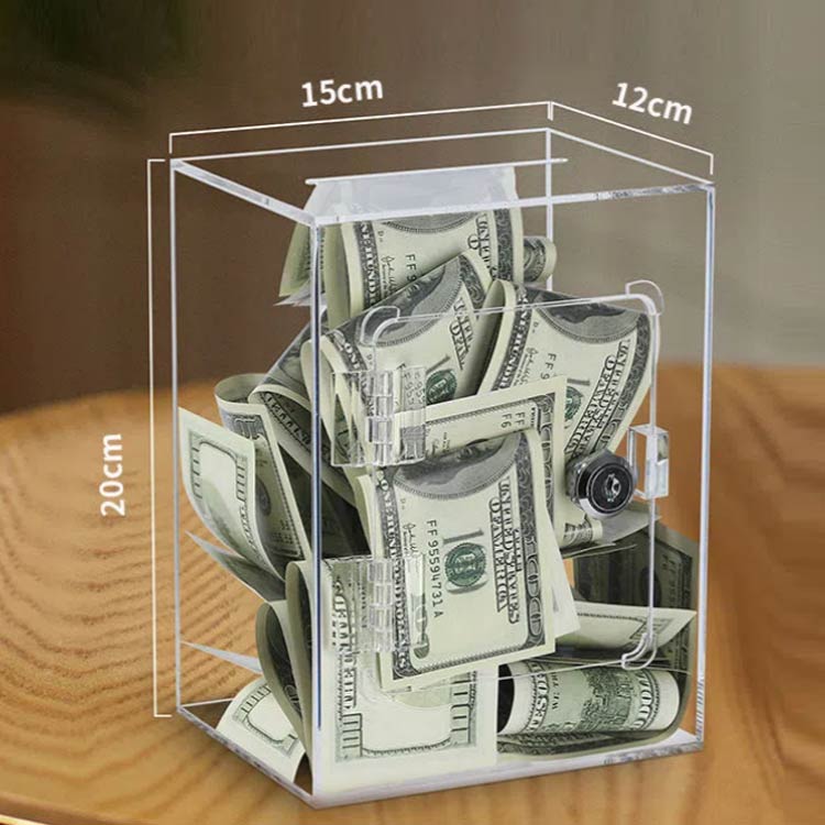紙幣 透明 おもしろ 硬貨 アンケートボックス アクリル 会社 軽量 募金箱 お洒落 鍵付き 店舗 お札 大容量 2