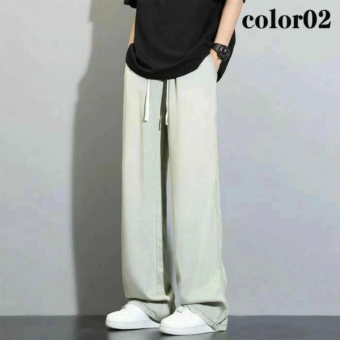極薄 夏 パンツ 接触冷感 ストレートパンツ メンズズボン 速乾 メンズ デニム 夏用 メンズ 超伸縮 ゆったりパンツ
