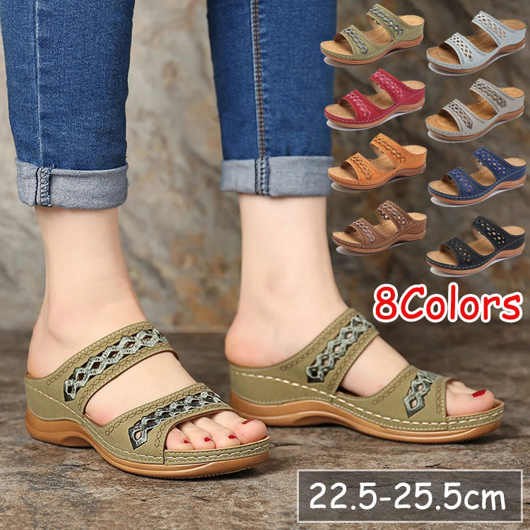 サボサンダル 安定感 コンフォート 高齢 ウェッジソール サンダル レディース 歩きやすい 滑りにくい 厚底 ミュール サボ 婦人靴