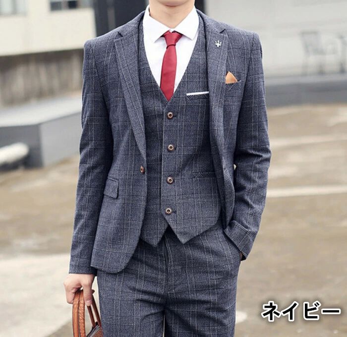 スーツ メンズ 3ピーススーツ グレンチェック柄スーツ スリムスーツ おしゃれスーツ カジュアルスーツ ビジネススーツ フォー