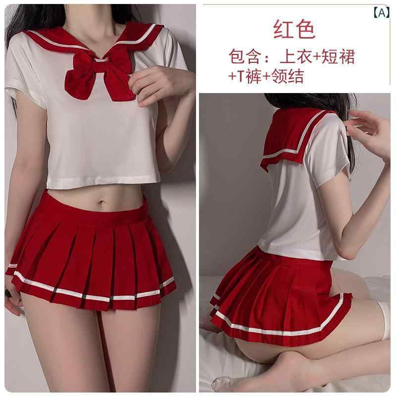 天神橋セレクトのレディース セクシー かわいい 学院 プリーツ ミニスカート ロールプレイング コスプレ 制服 セット ベッドルーム 用途 魅力的｜アングル2