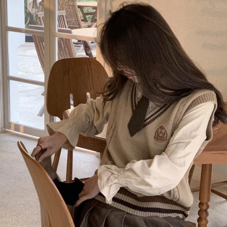 長袖 長袖 女の子 スクー 制服 JK制服 上下セット 女子高校生 おしゃれ シャツ 3点セット ニットベスト スクール制服 制服 学生