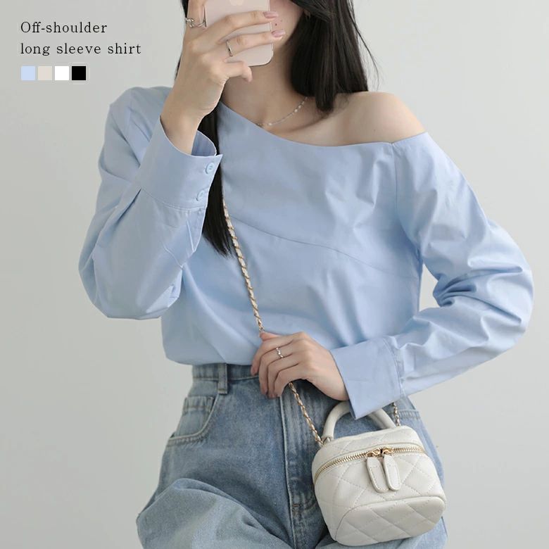 レディース 2A14 オフショル ゆったり 長袖 秋 長袖トップス ルーズ ＼秋の新作／オフショルダー 春 シャツ カジュアル トップス