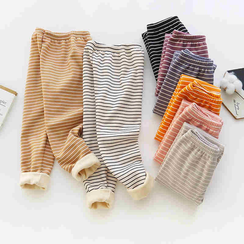 暖かい ストライプ パジャマ 女の子 男の子 長ズボン ロ 厚手 プリント モコモコズボン あつたか ルームウェア キッズ 冬 裏起毛