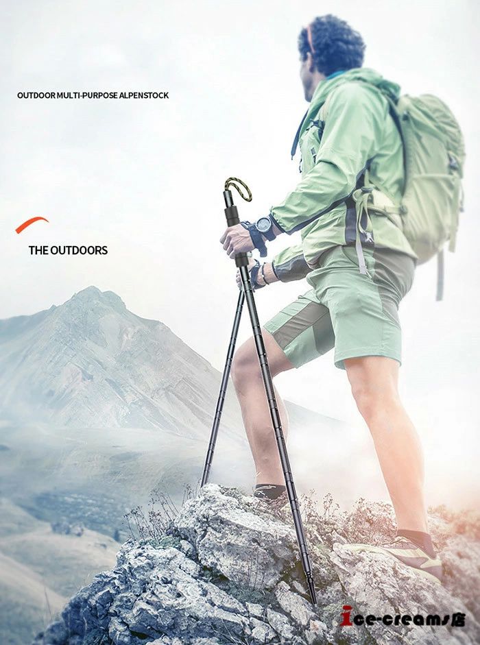 多機能 トレッキングポール 登山ストック アルミ製 アウトドア 登山杖 自救サバイ...