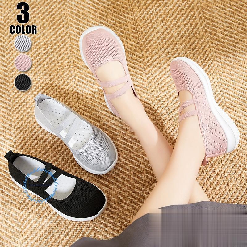 パンプス ベルクロ フラットシューズ 靴 通気性 スニーカー レディース メッシュシューズ 厚底 スリッ..