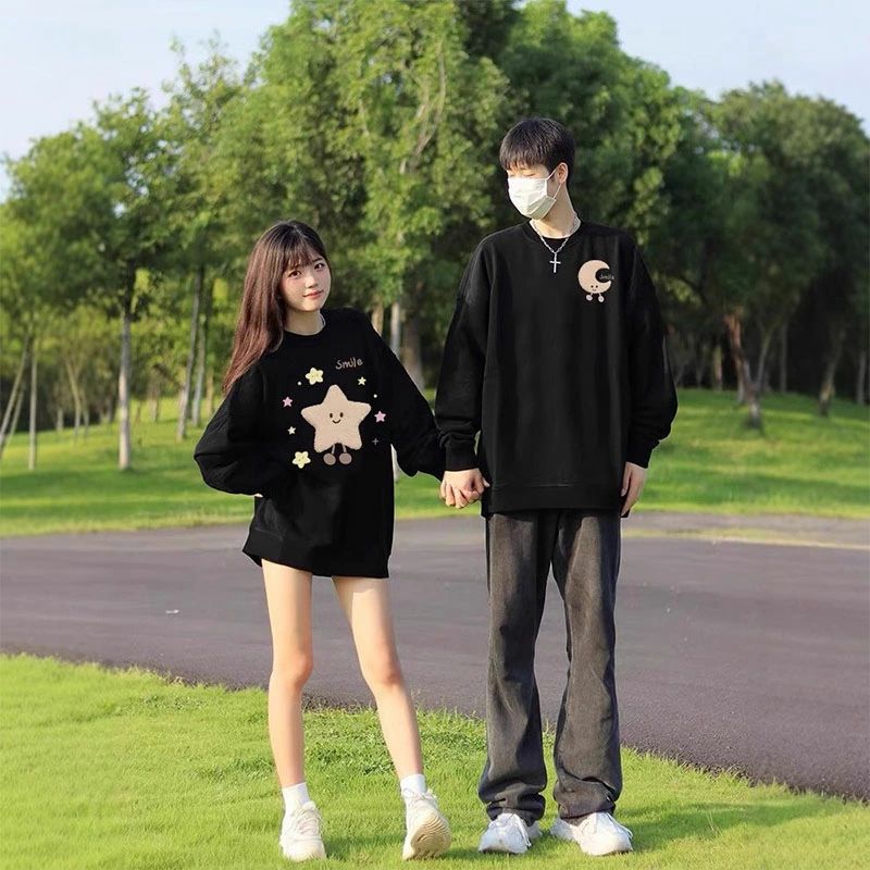 トレーナー カップル 長袖 韓国 黒 スウェット ペアルック カップル メンズ 白 ペア 春秋 トレーナー レディース トレーナー