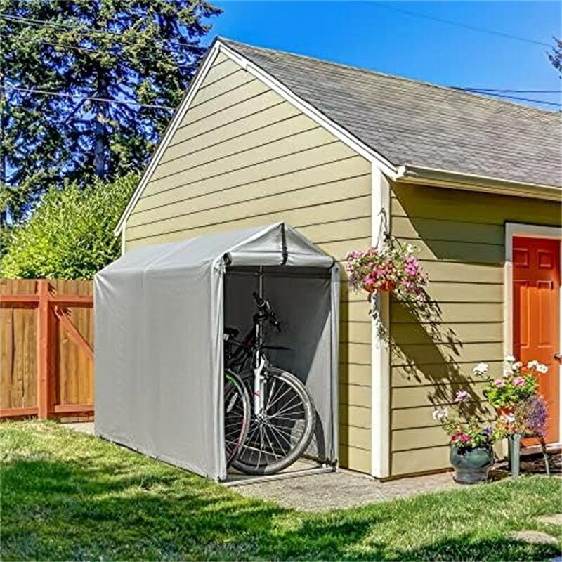 サイクルハウス 2台用 自転車置き場 家庭用 多用途 簡易ガレージ 94×180×157cm 中型 シルバーグレー PE素材 防UV 防水 防風 耐水性2000mm 組み立て式 固定バンド付き 金具付き tenjinbashiselect-10156716 天神橋セレクト サンプル画像2
