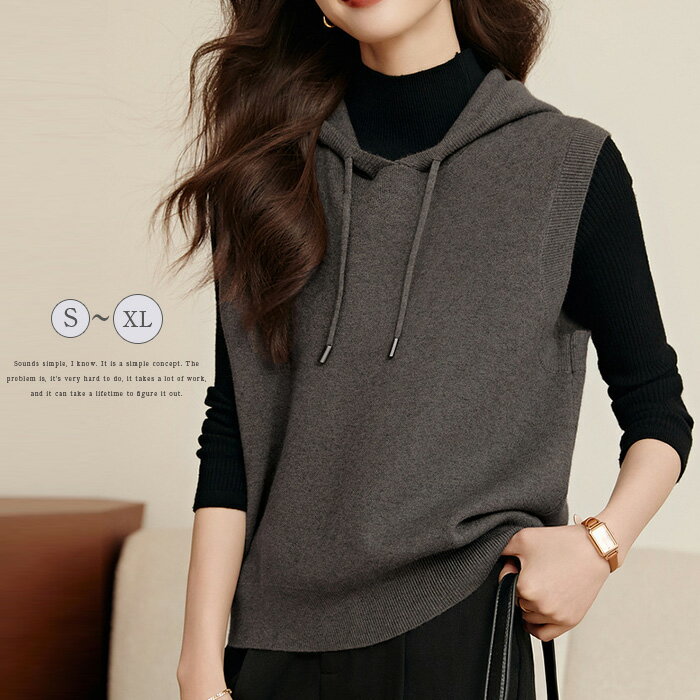 きれいめ 春 大きいサイズ パーカー ベスト おし トップス レディース 上着 ニットベスト 秋 秋冬 冬 お洒落 ニット 暖か ニット