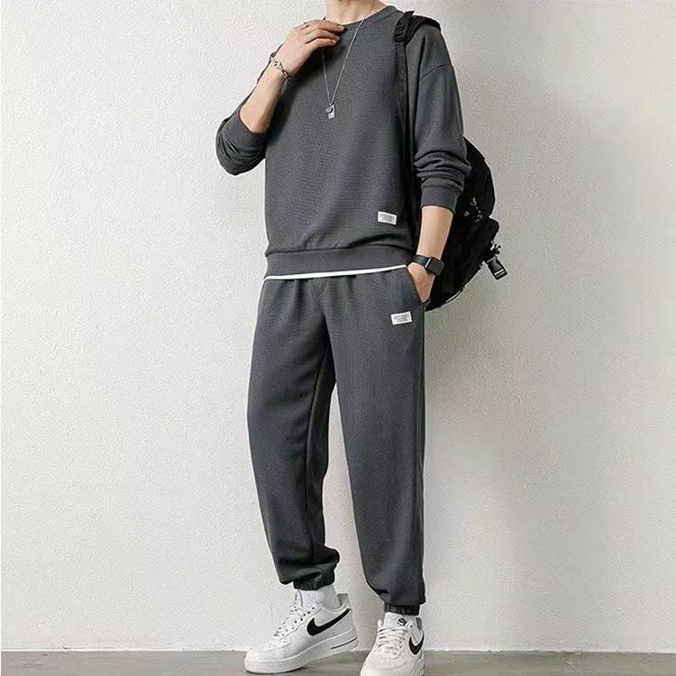 セットアップ 裏起毛 メンズ トレーナー 重ね着風 長ズボン スウェット 2点セット ...