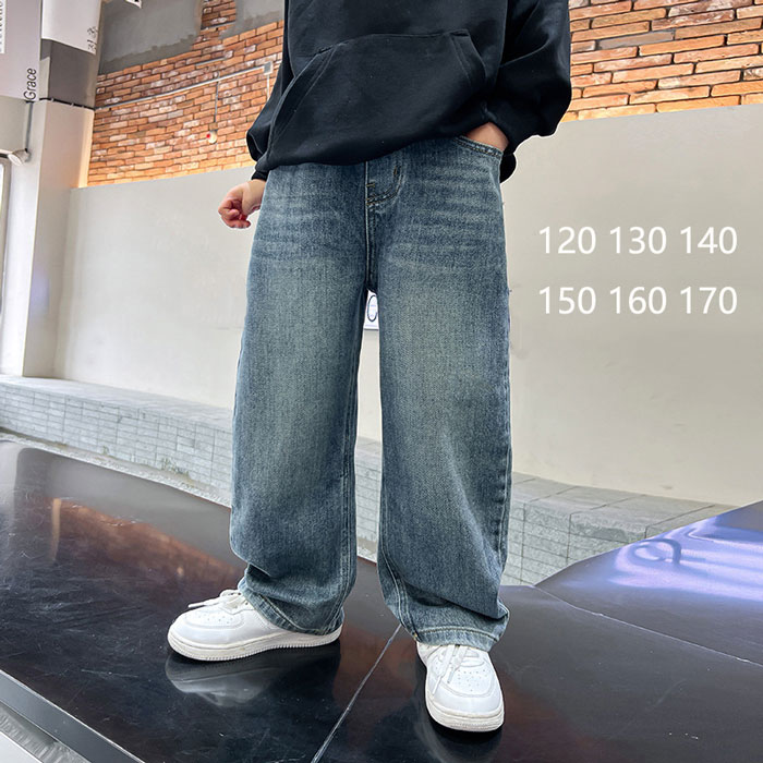 乐天商城 - 無地 デニムパンツ 長ズボン ボトムス ジーンズ 男の子 キッズ服 カジュア 夏服 ロングパンツゆったり 子供服 涼しい 可愛い