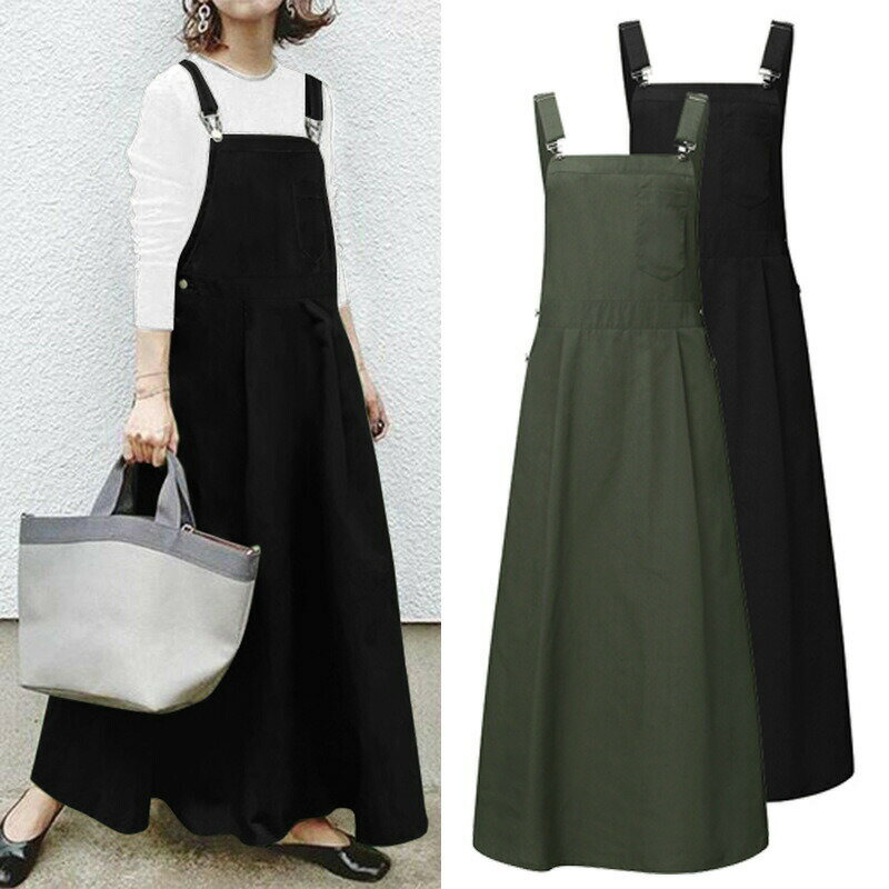 樂天商城 - 楽ちん 着回し ゆ ロング マキシ丈 ワンピース スカート 春夏 レディース オールシーズン サロペットワンピース 大人 サロペット